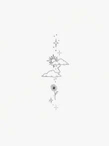 1 pieza Pegatina de tatuaje temporal lavable con diseños de dopamina, flores, nubes, estrellas, sol, adecuado para personas de moda, tatuaje falso para el brazo
