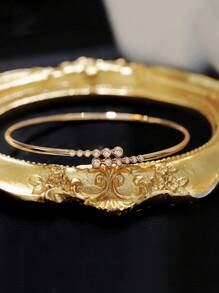 1 pieza Brazalete redondo de plata S925 personalizado con circonita cúbica elegante, versátil y adecuado para uso diario, regalo para mujeres