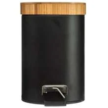 Atmosphera Seau à pédale 3L Métal Bambou Noir. Livraison gratuite 24/72h. - Noir - Voir 6