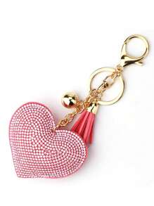 1 Stück wunderschöner Strass-Herzen-förmiger einfarbiger Dekorations-Schlüsselanhänger für Handy, kleine und leichte Modemetall-Taschenpendants, Reiseaccessoirs mit Metallaufhängehaken, Autoschlüsselanhänger, dekorative Geschenke für Mutter, Familie, Freunde, Geburtstag, Feiertage, Handy-Anhänger