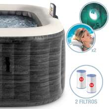 Intex Spa hinchable cuadrado 4 personas 175x175 cm, diseño Greystone, burbujas aire caliente, calentador integrado, sistema de filtración S2, cloración salina, fácil montaje, para exteriores ✅ Entrega 24/48h a España (península) - Multicolor - Ver 5
