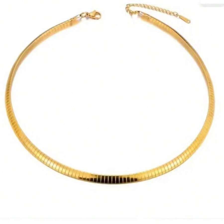 Stainless Steel Hoop Choker Semi-Rigid Hoop Chic Necklace With Impeccable Fit On The Neck - 金的 - 查看 1