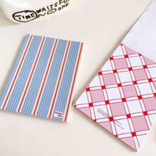 Cuaderno de estudiante con diseño geométrico de patrón de cereza, estilo INS, bloque de notas minimalista y antiadherente