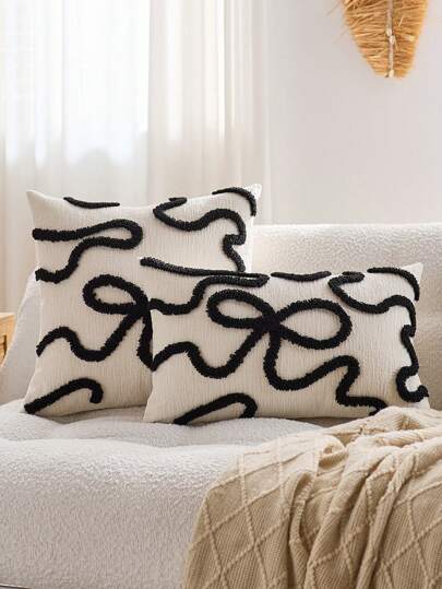 Nordic Ins Style Embroidered Throw Pillow Sofa Bed Head Cushion Waist Pillow Tufted Tassel Bay Window Futon Throw Pillow 45 * 45cm(1Pc,2Pcs Available)