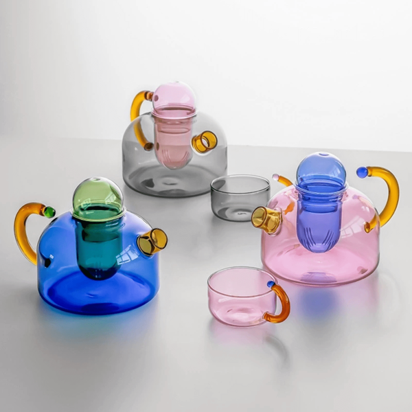 Tetera de vidrio resistente a altas temperaturas con filtro creativa, adecuada para estufa eléctrica y hogar, tetera para té de flores de vuelta al colegio