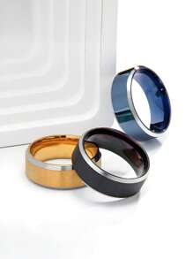 1 pièce Bague minimaliste en acier inoxydable, bijou pour homme