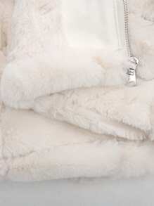 Women Faux Fur Coat Fleece Fuzzy Hooded Fluffy Shearling Sherpa-Lined Jacket - Màu be - Xem 6