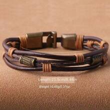 Vintage Brown Leather Bracelet For Men, Fashionable & Popular Accessory, Cross-Border Hot Seller - Brown - View 1