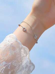 1pc Elegant Silver 925 Four Leaf Clover Bead Bracelet, Delicate Floral Everyday Wear & Party Accessory, Gift For Women - Four Leaf Clover - View 9