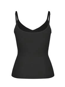 FeelinGirl Womens Tank Top Shapewear Tummy Control Tops Slimming Cami Tank Seamless Compression V Neck Camisole - 黑色 - 查看 6