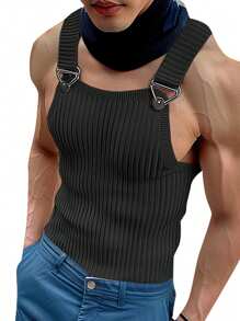 INCERUN Men Sleeveless Strappy Tank Tops Summer Holiday Casual Rib Knit T-Shirt Shirt - màu đen - Xem 2
