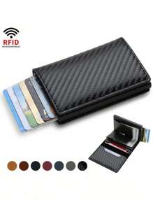 1pc Men's Minimalist Ultra-Thin RFID Blocking Wallet Coin Purse Card Holder Aluminum Alloy With Side Push Function Suitable For ID, Driver's License, Gift For Thanksgiving, Christmas, Valentine's Day