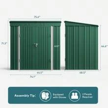 Bealife, armario metálico para exteriores de 1,8 m x 1,2 m con puerta con cerradura. Obtenga un cobertizo metálico para jardín, con gran capacidad, ideal para guardar herramientas de jardinería. - Verde - Ver 8