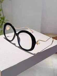 1 件女士新款大框时尚眼镜别致配色眼镜新颖镜腿设计装饰眼镜奢华仿珍珠装饰全框装饰眼镜 - 彩色 - 查看 13