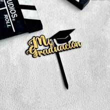 1pc/3pcs/5pcs Black & Gold Acrylic 2026 Graduation Cake Topper, Suitable For Graduation Theme Party DIY Cake Baking Decoration - Multicolor - View 6