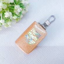 Car Key Bag Uniform Car Key Storage Bag Creative Keychain Blingbling Car Key Protector Secure Zipper Closure Protector Stylish Waist Pocket Car Key Protector Unisex For Women Mini Wallet,1pc Black & Gold PU Leather Car Key Case - Multicolor - View 79