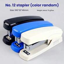 [1 pieza engrapadora + 1 caja de grapas] [3 piezas engrapadora + 3 cajas de grapas] Engrapadora de color aleatorio 12#, suministros de oficina multifuncionales, engrapadora manual resistente para estudiantes, para la temporada de vuelta a clases. [1 caja/1000 piezas de grapas] Compatible con el tamaño 24/6, 26/6