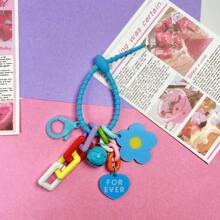 创意糖果色花心吊坠钥匙扣可爱小花朵钥匙圈包包挂件配饰夏季