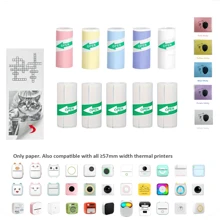 Rolos de Papel Adesivo de Etiqueta Colorido Autocolante Mini Impressora Térmica - Papel de Impressão de Fotos de 57mm de Largura para Phomemo/Memoking M02/T02/M04AS, Scrapbook/Notas de Texto/Designs de Adesivos Artesanais