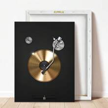 1 件，帆布挂画，带框装饰画，海报，墙壁艺术，复古金唱片帆布艺术印刷品，客厅、卧室、办公室墙壁装饰 - 独特的音乐主题海报，防水，完美的礼物创意，房间装饰