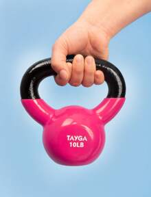 Kettlebell 10 Lb Vinyl Covered Kettlebell Dumbbell For Functional Training TAYGA Cross - Hot Pink - View 3