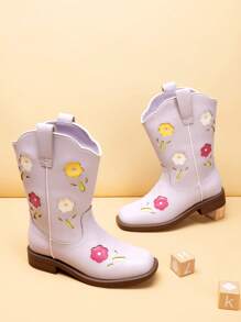 Girls'Cowgirl Boots – Mid-Calf Western Riding Boots For Toddlers, Little Kids & Big Kids - 紫色 - 查看 3
