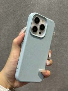 Minimalistyczne i eleganckie etui na telefon z teksturą Litchi w kolorze nieba, kompatybilne z iPhone'em 11/12/13/14/15/16/16 Pro Max, ochronna obudowa telefonu