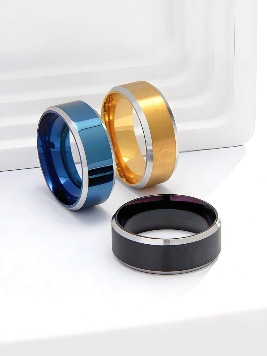 1 pièce Bague minimaliste en acier inoxydable, bijou pour homme