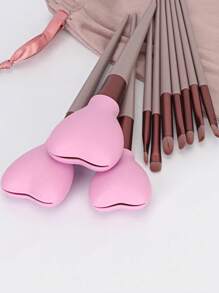 3pcs/Set Heart-Shaped Silicone Makeup Brush Protectors, Anti-Dust Storage & Protection Case, Brush Guards To Prevent Frizz,Makeup Brush Dust Protective Cover, Suitable For Travel, Vacation,Makeup Table, Dormitory,Ideal For Women, Daughters, Sisters, Teachers