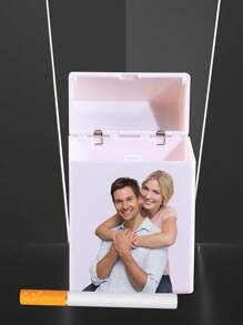 1/2Pcs Minimalist Black/White Plastic Cigarette Case That Holds 20 Sticks Of 84Mm Thick Cigarettes, Personalized Cigarette Case, Custom Photo Magnetic Cigarette Case, Customizable Stylish Flip Top Cigarette Case, Made Of Plastic That Is Pressure-Resistant And Shockproof, Suitable For Both Men And Women - Style a - View 3