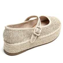 Mary Jane Espadrilles With Rope Platform Sole - Beige - View 7