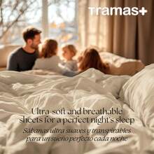 TRAMAS+ 100% 純棉床單套件，包括床單、床單和枕頭套，柔軟透氣的床上用品，透過 OEKO-TEX STANDARD 100 認證 - ✅ 24/72 小時送貨到西班牙（大陸） - 拓樸 - 查看 5