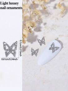 10/20 accesorios de uñas de aleación, simples, lindos, románticos, estilo japonés y coreano, mariposa hueca de plata, decoración de uñas para mujeres, decoración de belleza, decoración DIY, decoración de estuche de teléfono hecho a mano, decoración de muñecas, se puede usar en el hogar con decoración de uñas o parches de uñas para uso diario, uso festivo, uso de traslado