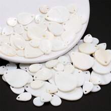5/10/30pcs/Pack Natural Teardrop Shaped Shell Pendant, White Color Shell Material With Hole, For Clothing, Hair Decoration, Natural Style Accessories