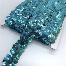 1 szt. 2 jardy 20 mm Elastyczna wstążka z cekinami Koronkowa lamówka Cekinowa tkanina do szycia na ubrania do sukienek Nakrycia głowy Ślubne akcesoria DIY