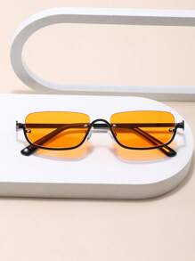 1 件复古风格半框太阳镜，时尚绿色时尚女士眼镜，为优雅的夏日假期增添魅力 - 彩色 - 查看 10