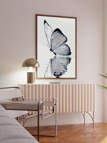 1 件动物蝴蝶墙艺术海报，帆布印刷海报，灰色油画帆布墙饰，大型蝴蝶墙艺术，极简主义壁画，客厅卧室浴室家居装饰，精美礼物，无框 - 淺灰色 - 查看 2