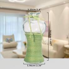 2 piezas Jarrón de vidrio hecho a mano y colorido de cuerda, jarrón de flores rústico mini, jarrón decorativo de escritorio, difusor de aromaterapia