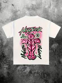 Men's Soft Cotton Blend T-Shirt - Geometric Print, Crew Neck, Short Sleeve, Perfect For Summer - 白色 - 查看 2