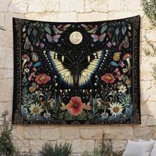 1pc vlinderpatroon wandtapijt, wanddecoratie wandtapijt voor kamerdecoratie, woondecoratie, 85 g/m² polyester perzikhuid fluweel dunne versie