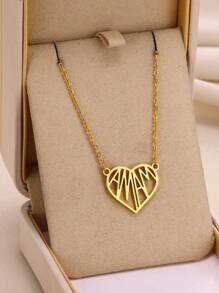 1 件时尚字母妈妈心形项链几何妈妈吊坠项链 18K 镀金母亲节珠宝日常生日礼物送给妈妈 - 多色 - 查看 1