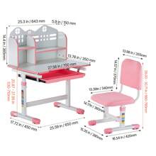 Children's Study Chair And Desk Set, Children's Study Desk And Chair With Bookshelf And Storage Drawer, Children's Study Desk And Chair With Adjustable Height, 0-40° Tilting Tabletop Desk And Chair, Children's Study Desk, Suitable For Bedroom And Study Room, Pink, Blue - Bàn ghế học tập cho trẻ em có thể điều chỉnh độ cao, bàn học cho trẻ em, màu hồng - Xem 10