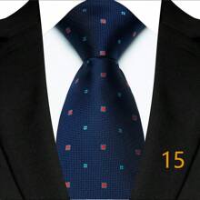 GOADAFOO Luxury 8CM Men Necktie Orange Brown Color Paisley Dot Plaid Floral Ties For Man Groom Jacquard Woven Neck Tie For Business Wedding Party - Navy - View 16