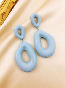 1PR Light Weight Fashionable Chunky Molten Oval Hoop Geometric Hoop Chunky Drop Earrings For Women For Party For Daily Dress