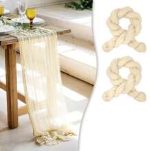 2 peças de toalha de mesa transparente estampada com queijo boho, 35 polegadas (88,9 cm) e 118 polegadas (300 cm) de tecido longo para queijo para chá de bebê, casamento, noiva, aniversário, decoração de festa