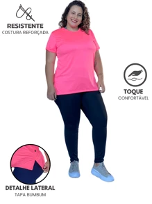 Kit 3 Blusa Feminina Plus Size Roupa de Academia Tapa Bumbum Dry Fit Blusinha Fitness Camiseta Treino