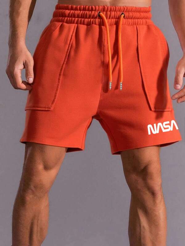 Men's Summer Casual Printed Loose Fitness Shorts, American Style Activewear