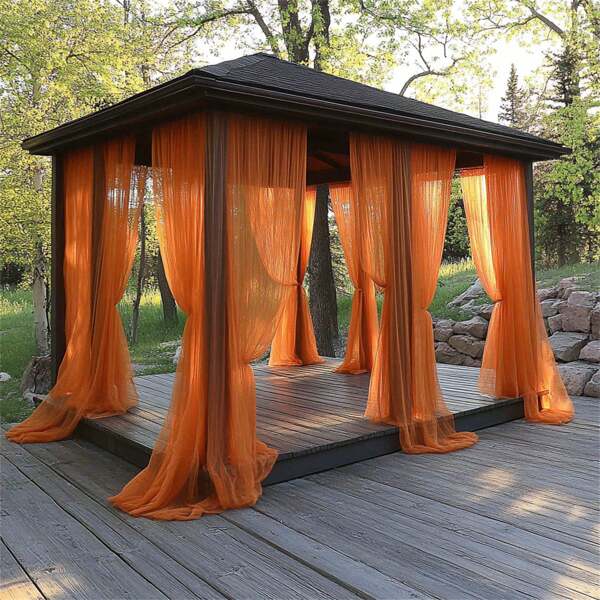 1pc Adjustable Sheer Curtain Panels, Breathable Mesh Voile Curtains With Rod Pocket, Suitable For Patio, Gazebo, Porch And Decor, Also Applicable For Indoor Mosquito Net, Wedding Decor