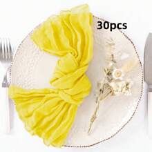 6/12/18/24/30pcs Set Balinese Sheer Coffee Color Napkins, 19.7 X 19.7 Inch Square Romantic Boho Style Transparent Napkins For Gift, Decoration, Vintage Bridal Shower, Birthday Party, Holiday Table Centerpiece (Multi-Color Options)