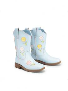 Girls'Cowgirl Boots – Mid-Calf Western Riding Boots For Toddlers, Little Kids & Big Kids - 藍色 - 查看 5